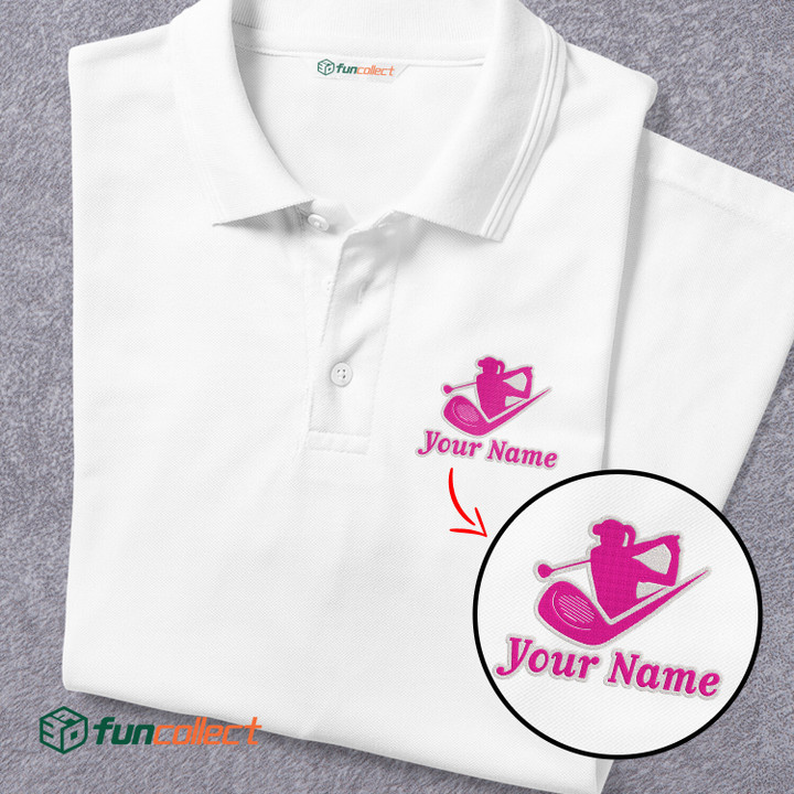 Personalized Name Golf Love Love Heart Embroidery Polo Shirts For Women or Men