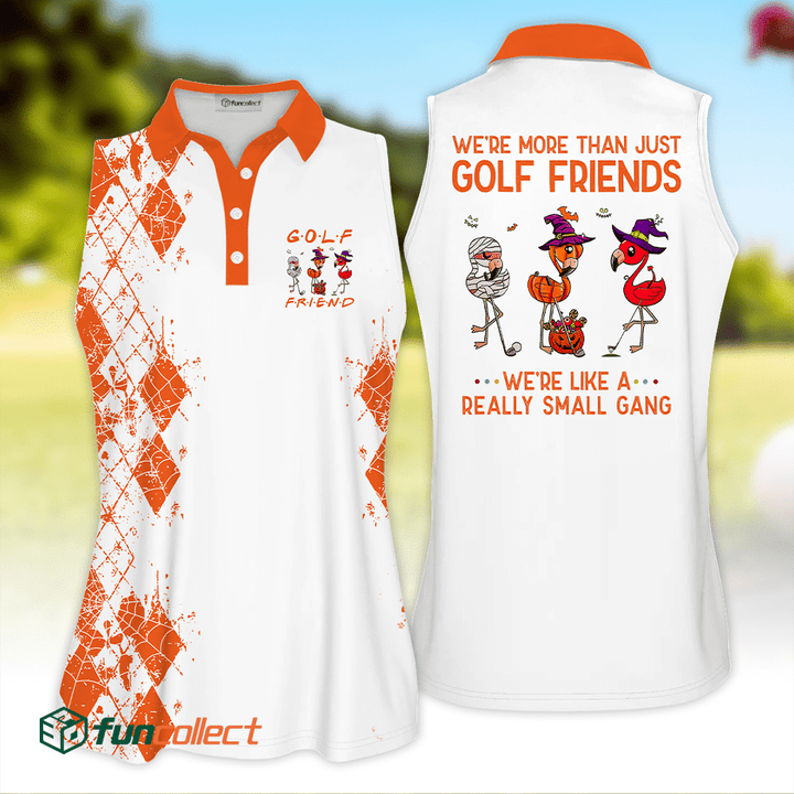 Funny Halloween golf shirt golf friends we're like a really small gang Orange Gift Sleeveless Polo Shirt Short Sleeve Long Sleeve Polo Shirt