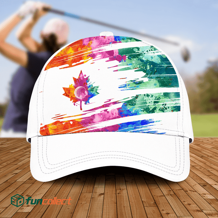 Watercolor Scratched Flag Canada Swing Swear Repeat Color Golfer Gift Caps