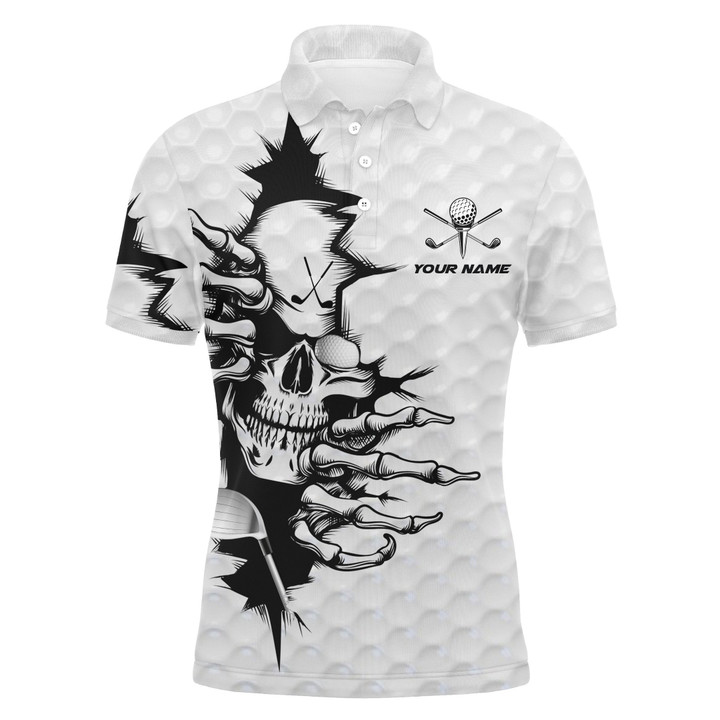 Golf Skull Upf White Polo Shirts For Men Personalized Golf Gifts For For Golf Lovers