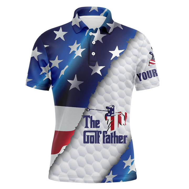 Golf Polo Shirts Personalized The Golf Father American Flag Patriotic Gifts For Golf Lovers