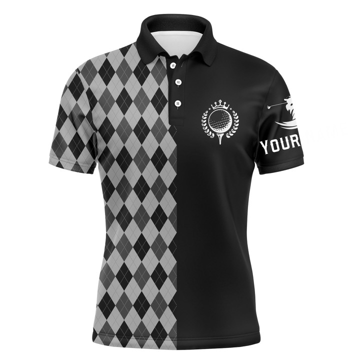 Personalized Golf Polo Shirts For Men Black Pattern Golf Upf Shirts Gifts For Golf Lovers