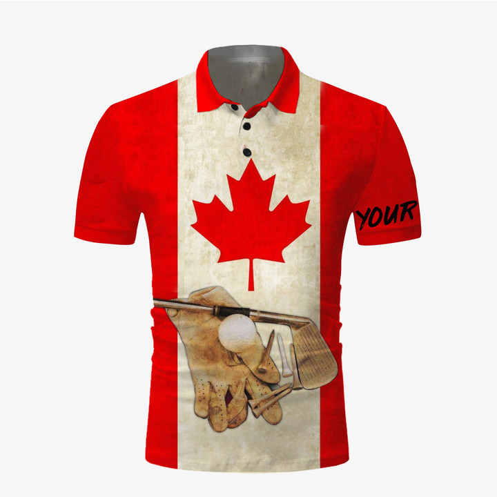 Golf Canadian Flag Vintage All Over Print Polo Shirt