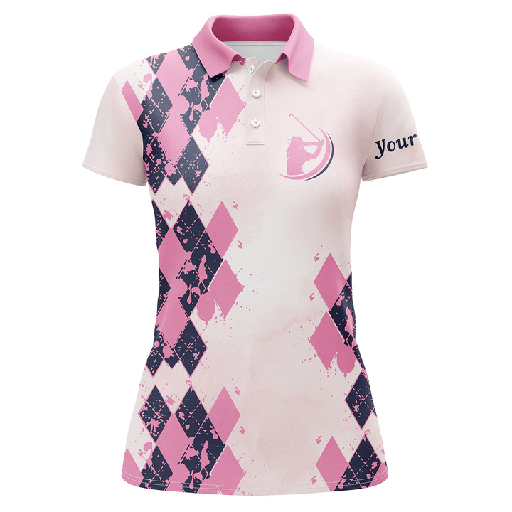 Pink pattern Womens golf polo shirt custom name unique gifts for golf lovers NQS3469 - 1