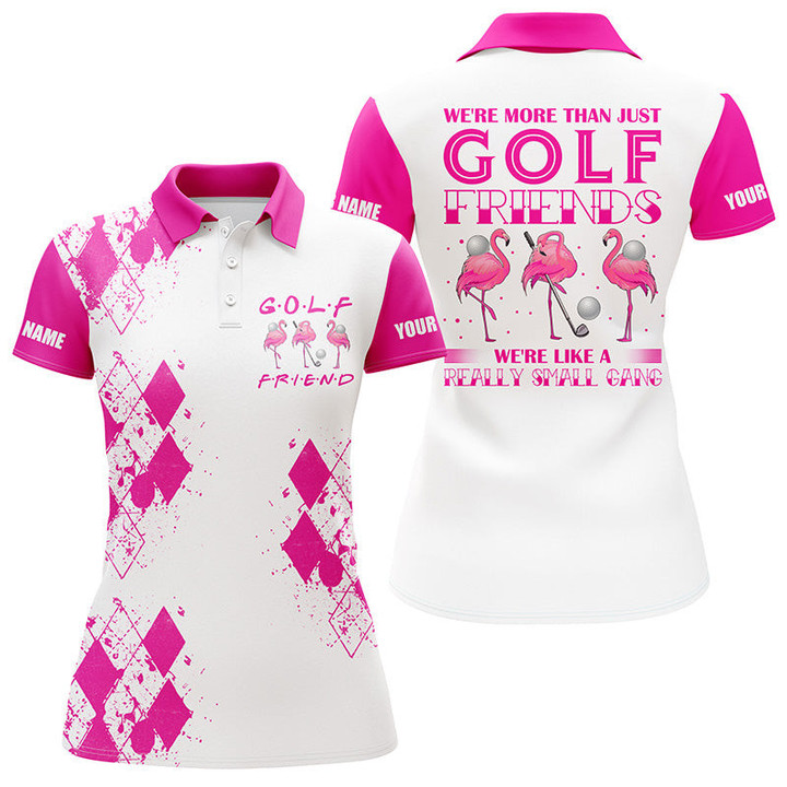 Womens golf polo shirt were more than just golf friends flamingo custom name funny golf shirt  Pink NQS3882 - 1