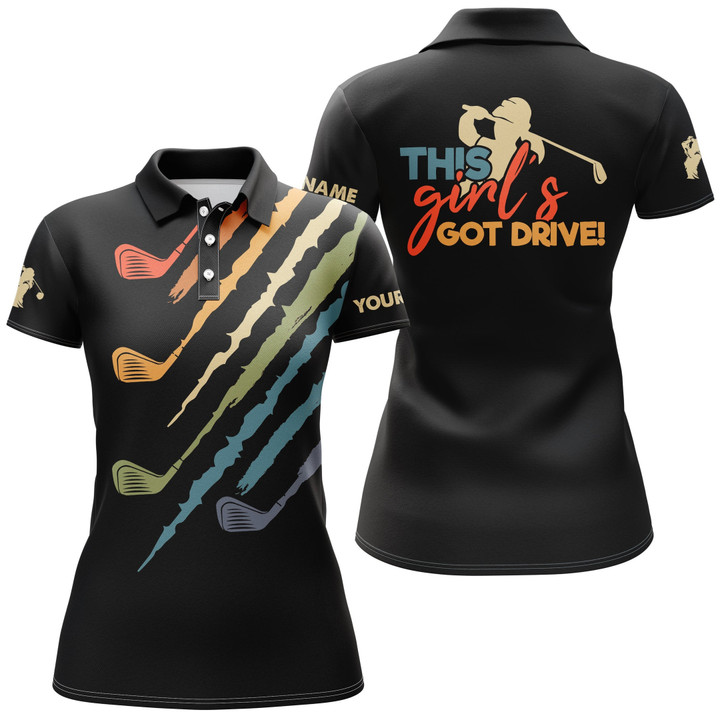 This Girls Got Drive vintage black womens Golf polo shirts custom name golfing gift gift for golfer NQS3515 - 1
