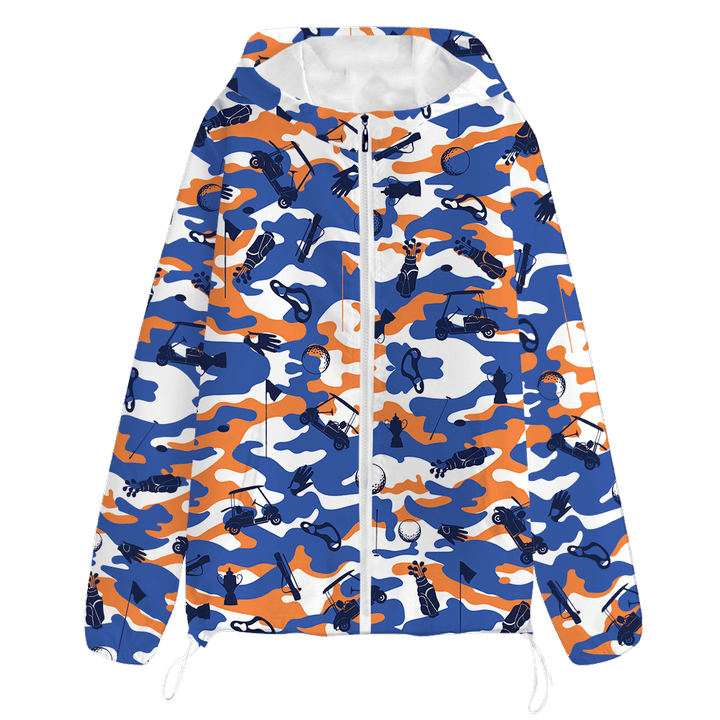 Womens Golf Windbreaker Jacket Shirt Blue Orange White Camouflage Golf Set Windbreaker Jacket Women Golf Shirt