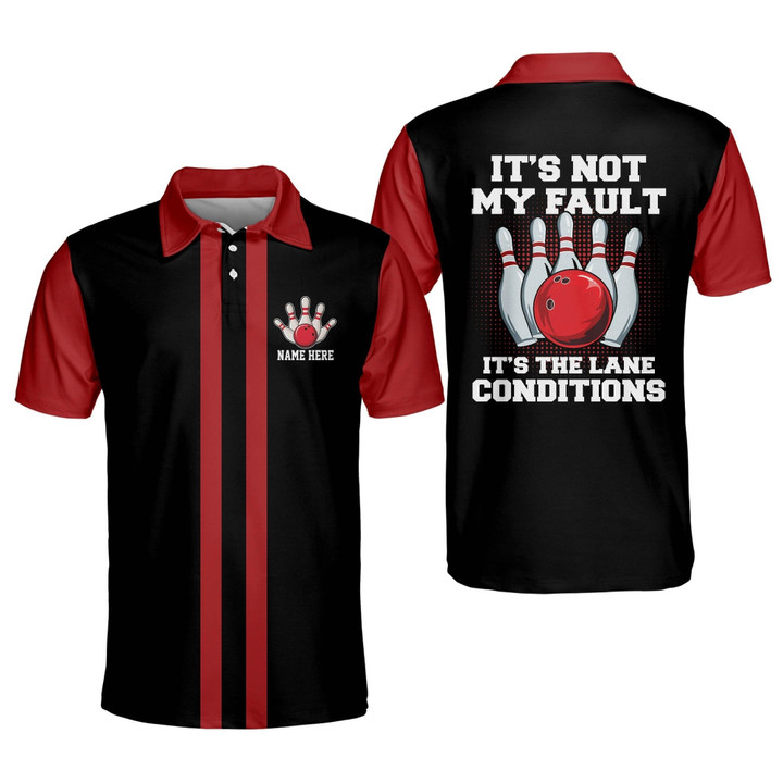 Custom Funny Bowling Shirts for Men Retro Its Not My Fault Its The Lane Conditions Vintage Bowling Shirt Short Sleeve Polo BOWLING-060 - 1
