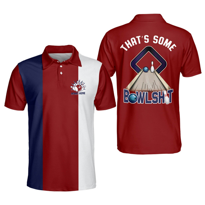 Custom Funny Bowling Shirts Thats Some Bowsht Personalized Bowling Shirts Retro for Men Mens Crazy Bowling Team Short Sleeve Polo BOWLING-114 - 1