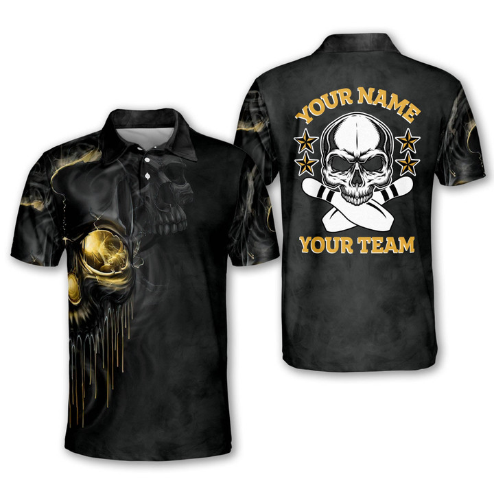 Custom Skull Bowling Shirt for Men Bowling Jerseys for Men Short Sleeve Mens Bowling Team Shirt for Men and Women BOWLING-123 - 1