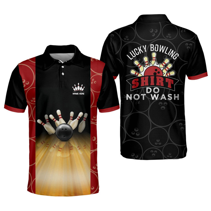 Custom Funny Bowling Shirts for Men Retro Lucky Bowling Shirt Do Not Wash Mens Bowling Shirts Short Sleeve Polo BOWLING-027 - 1