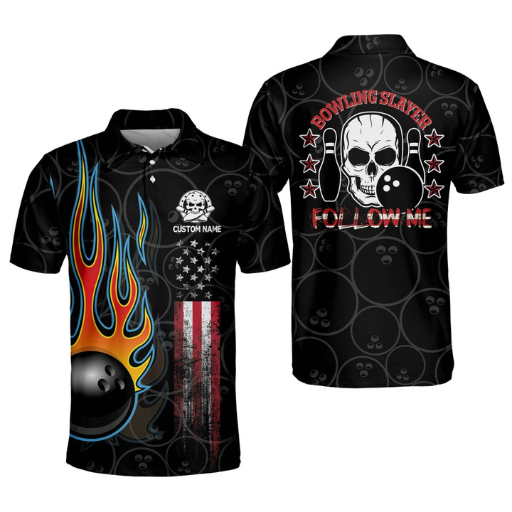 Personalized Flame Bowling Shirts Funny Bowling Shirts for Men Bowling Team Shirts Short Sleeve Polo Shirts BOWLING-006 - 1