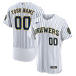 MLB Men's Milwaukee Brewers Nike White Alternate Authentic Custom Patch Jersey