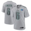 Men's Nike DeVonta Smith Gray Philadelphia Eagles Super Bowl LVII Patch Atmosphere Fashion Game Jersey