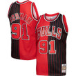 Dennis Rodman Chicago Bulls Mitchell & Ness Big & Tall Hardwood Classics 1995-96 Split Swingman Jersey - Red/Black