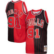 Dennis Rodman Chicago Bulls Mitchell & Ness Hardwood Classics 1995-96 Split Swingman Jersey - Red/Black