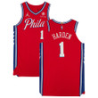 James Harden Philadelphia 76ers Game-Used #1 Red Statement Edition Jersey vs. Denver Nuggets on March 14th and vs. Indiana Pacers on April 9th 2022
