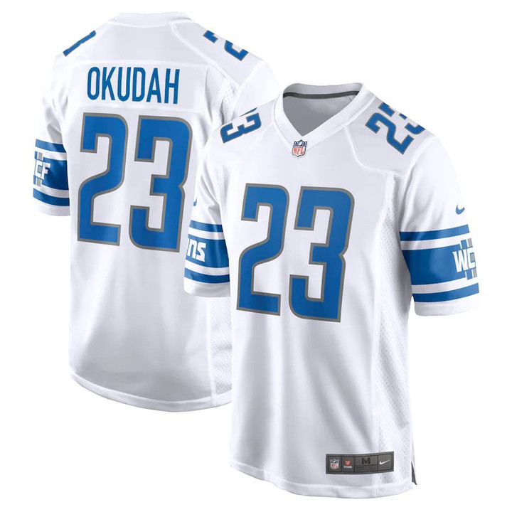 Men�s Detroit Lions Jeff Okudah #23 White NFL Jersey