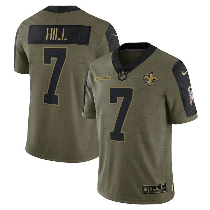 Men�s New Orleans Saints Taysom Hill Olive 2021 Salute To Service Limited NFL Jersey