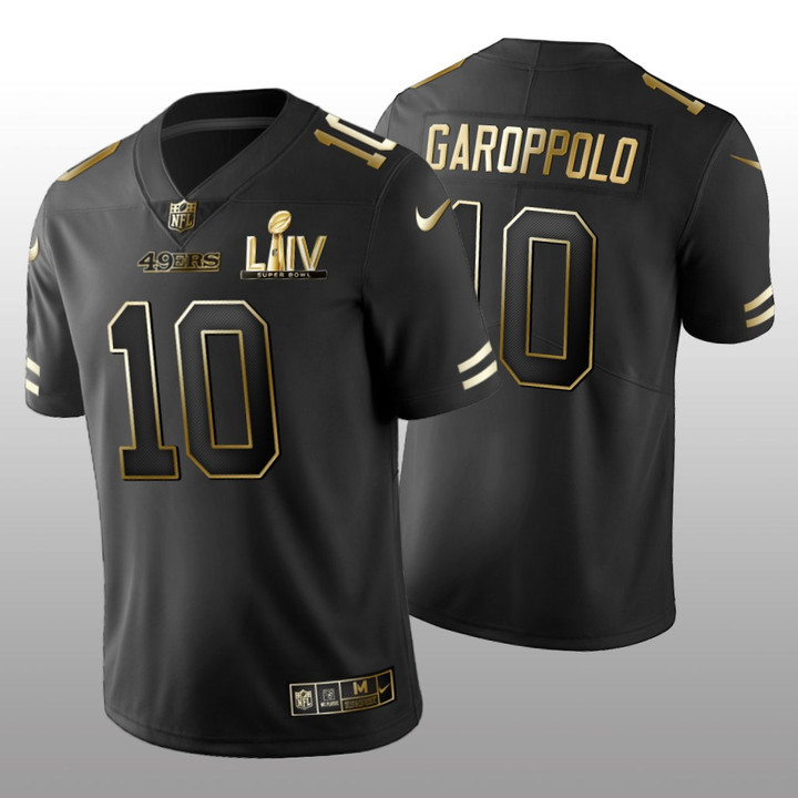 Men�s San Francisco 49ers Jimmy Garoppolo #10 Black Golden Vapor Limited Super Bowl LIV Jersey