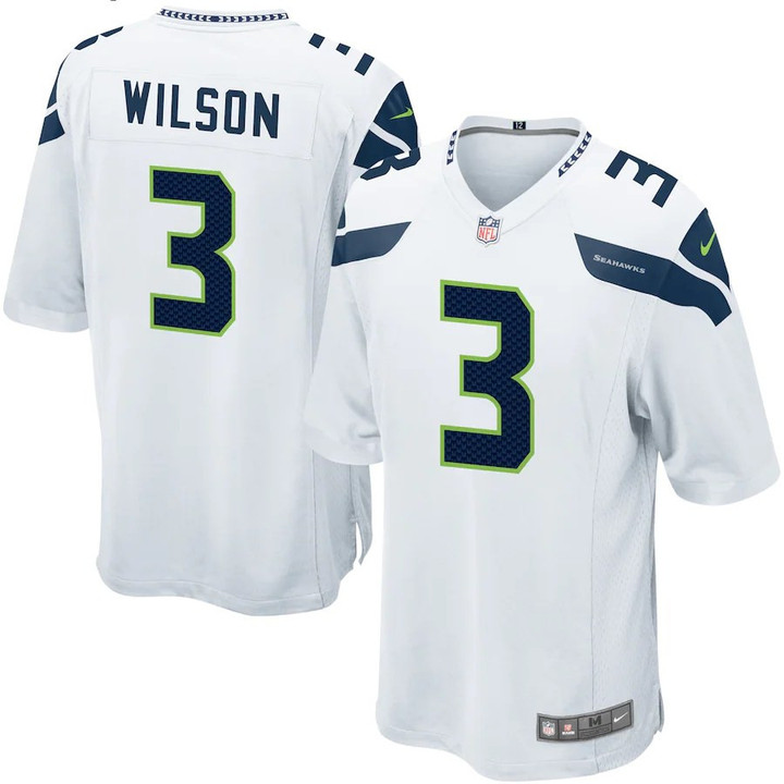 Men�s Seattle Seahawks Russell Wilson #3 White NFL Jersey