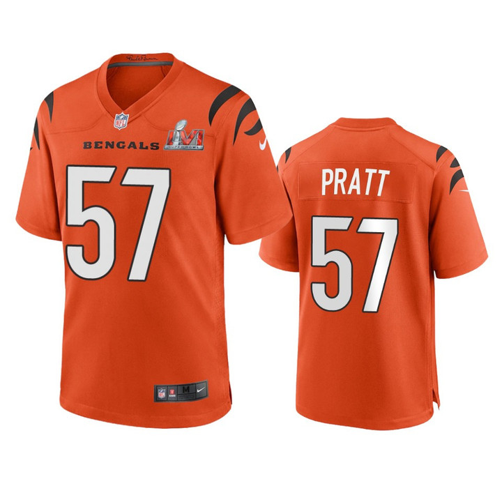 Men's Cincinnati Bengals Germaine Pratt #57 Orange Super Bowl LVI Game Stitched Jersey