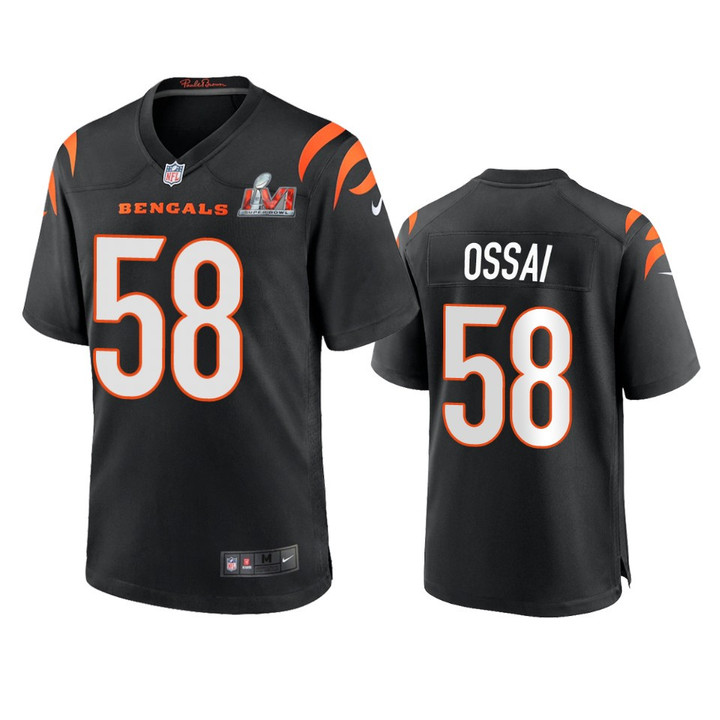 Men's Cincinnati Bengals Joseph Ossai #58 Black Super Bowl LVI Game Stitched Jersey
