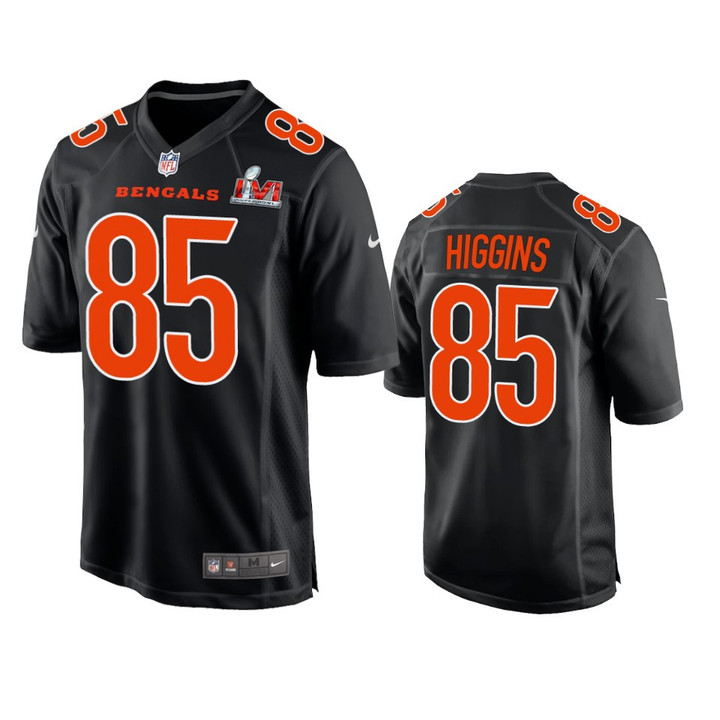 Men's Cincinnati Bengals Tee Higgins #85 Black Super Bowl LVI Bound Game Fashion Jersey