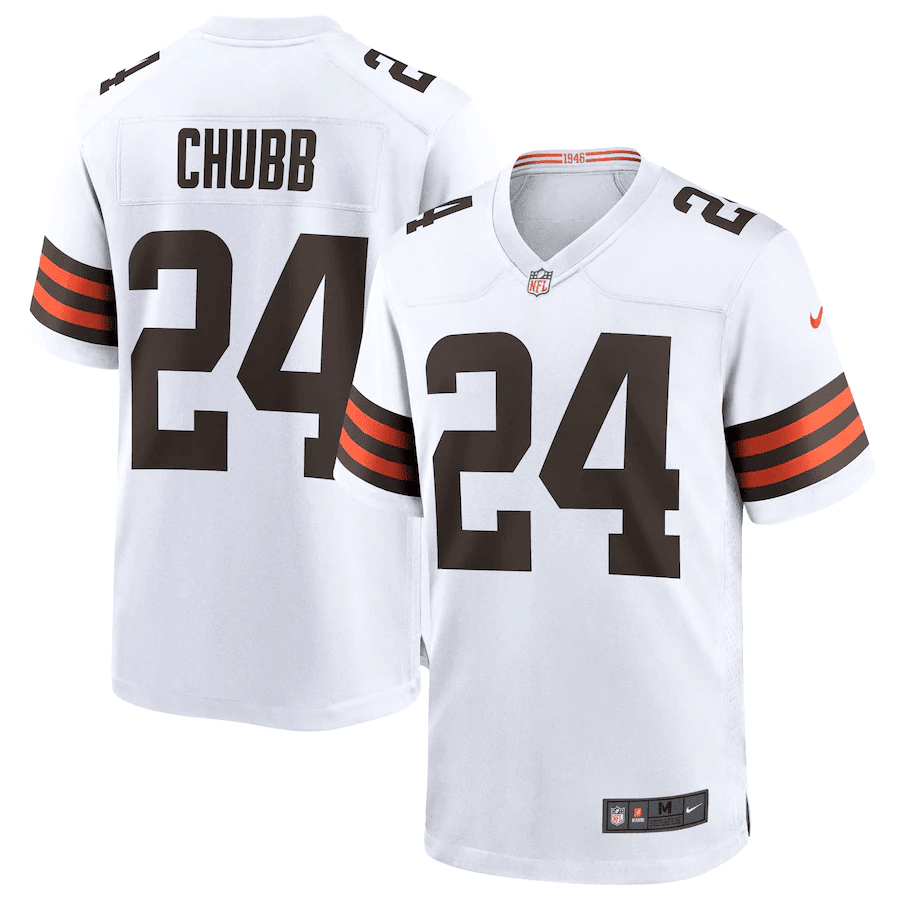 Men's Cleveland Browns Nick Chubb #24 White Game Jersey
