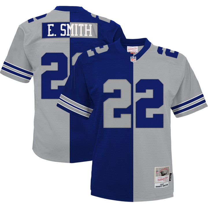 Men's Dallas Cowboys Emmitt Smith Mitchell & Ness Navy/Silver Big & Tall Split Legacy Retired Player Replica Jersey