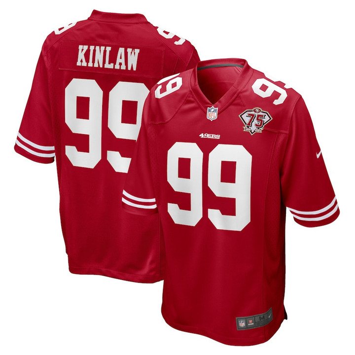 Men's Javon Kinlaw #99 Scarlet San Francisco 49ers 75th Anniversary Player Game Jersey