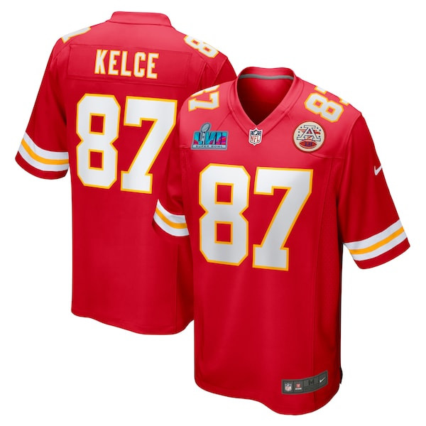 Men's Kansas City Chiefs Travis Kelce Nike Red Super Bowl LVII Patch Game Jersey