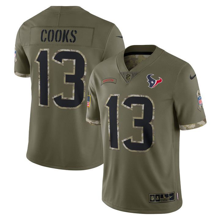 Men's Nike Brandin Cooks Olive Houston Texans 2022 Salute To Service Limited Jersey