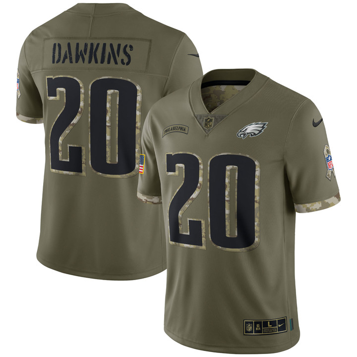 Men's Nike Brian Dawkins Olive Philadelphia Eagles 2022 Salute To Service Retired Player Limited Jersey