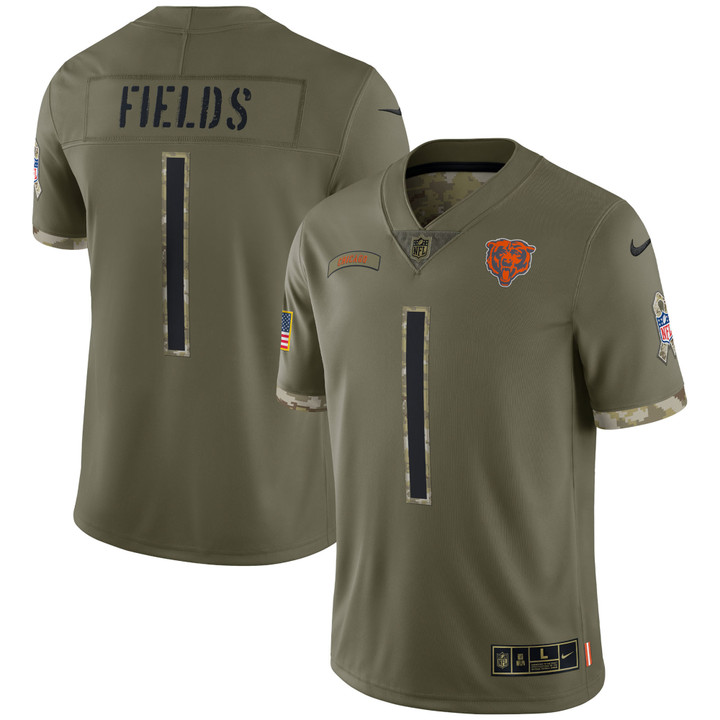 Men's Nike Justin Fields Olive Chicago Bears 2022 Salute To Service Limited Jersey