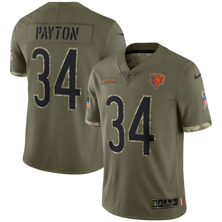 Men's Nike Walter Payton Olive Chicago Bears 2022 Salute To Service Retired Player Limited Jersey
