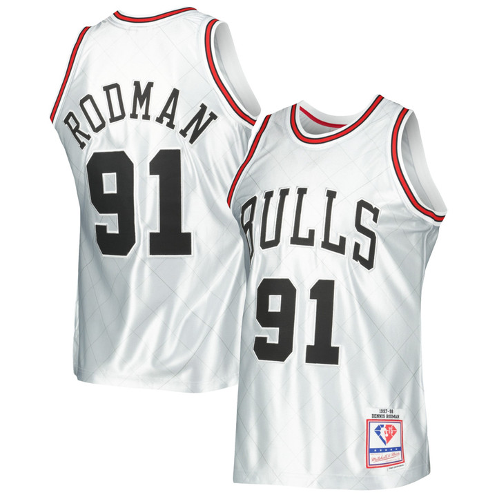 Dennis Rodman Chicago Bulls Mitchell & Ness 1997-98 Hardwood Classics 75th Anniversary Swingman Jersey - Platinum