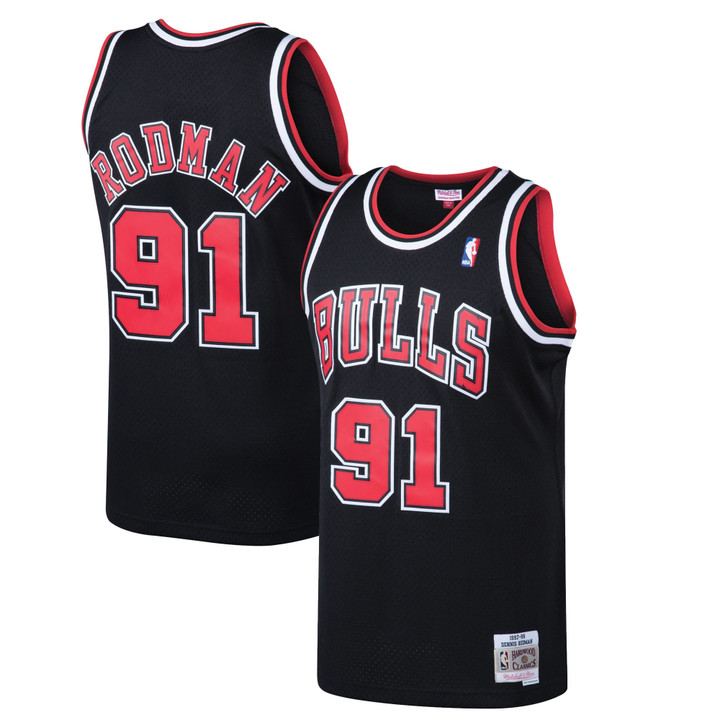Dennis Rodman Chicago Bulls Mitchell & Ness 1997-98 Hardwood Classics Swingman Jersey - Black