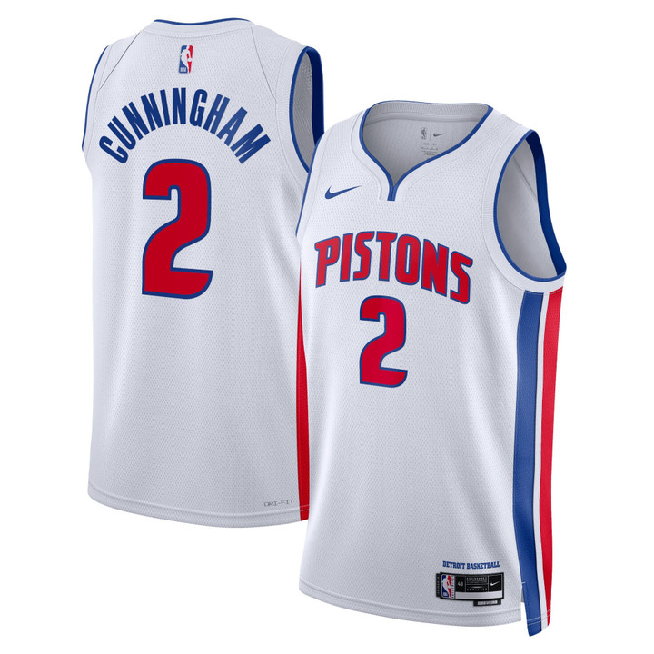 Detroit Pistons Nike Association Edition Swingman Jersey - White - Cade Cunningham