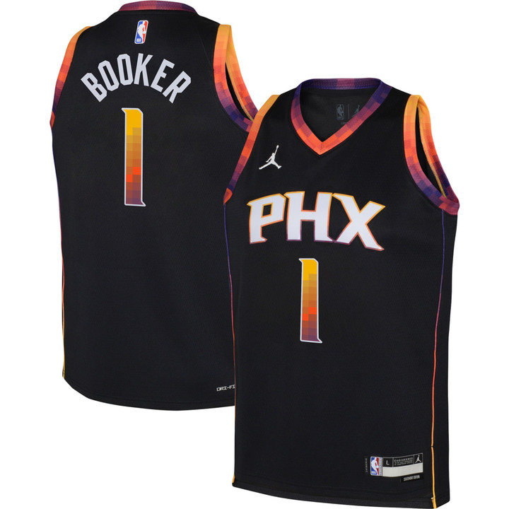 Devin Booker Phoenix Suns Jordan Brand Youth 2022/23 Swingman Jersey Black - Statement Edition