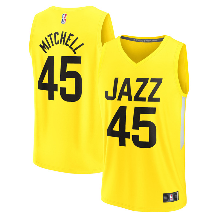 Donovan Mitchell Utah Jazz Fanatics Branded 2022/23 Fast Break Replica Jersey - Yellow - Icon Edition