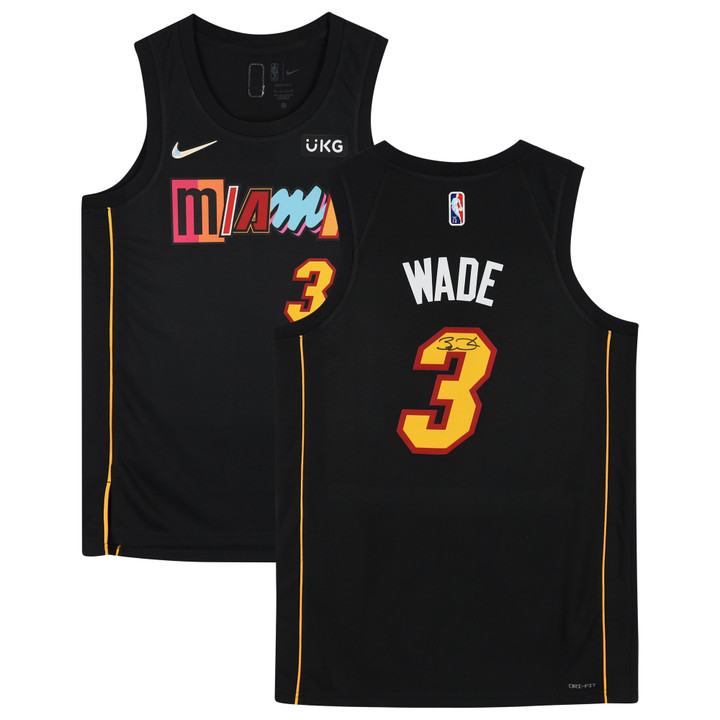 Dwyane Wade Black Miami Heat Autographed Nike 2021-2022 Mixtape Swingman Jersey