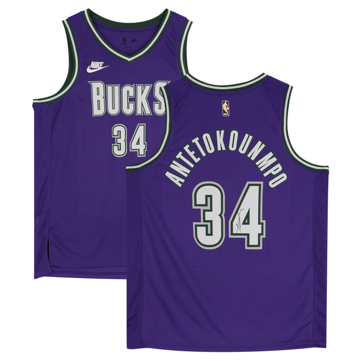 Giannis Antetokounmpo Milwaukee Bucks Autographed Fanatics Authentic Purple Nike 2022-23 Classic Edition Swingman Jersey