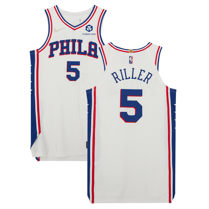 Grant Riller Philadelphia 76ers Player-Issued #5 White Jersey from the 2021-22 NBA Season