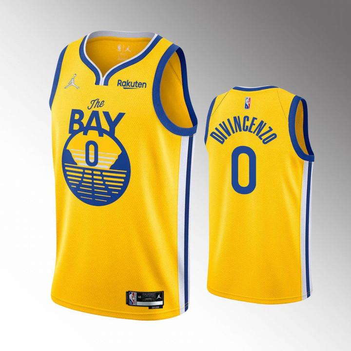 Hot New Arrivals! Donte DiVincenzo Golden State Warriors 75th Anniversary 2021-22 Statement Edition Yellow Jersey