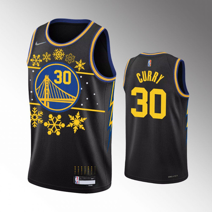 Hot New Arrivals! Golden State Warriors #30 Stephen Curry 2022 Christmas Gift NBA 75th Black Jersey
