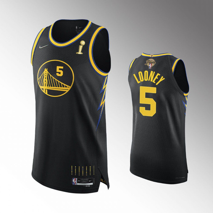 Hot New Arrivals! Golden State Warriors Black 2022 NBA Finals Champions #5 Kevon Looney City Edition Authentic Jersey