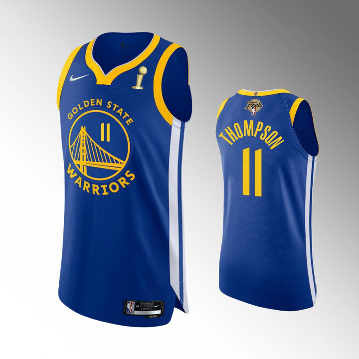 Hot New Arrivals! Golden State Warriors Royal 2022 NBA Finals Champions #11 Klay Thompson Icon Edition Authentic Jersey