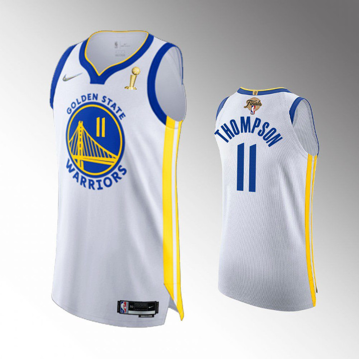 Hot New Arrivals! Golden State Warriors White 2022 NBA Finals Champions #11 Klay Thompson Association Edition Authentic Jersey