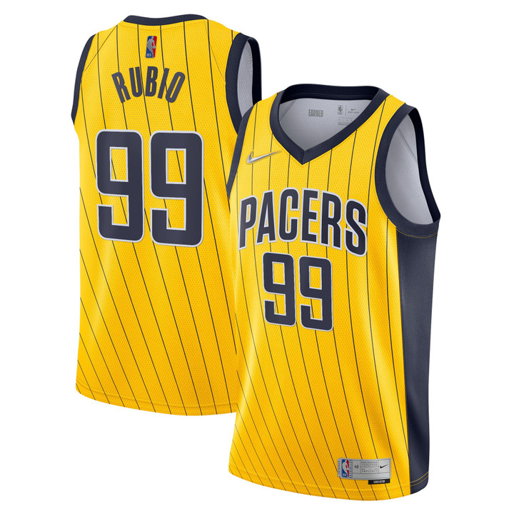 Indiana Pacers Nike Earned Edition Swingman Jersey - Gold - Ricky Rubio